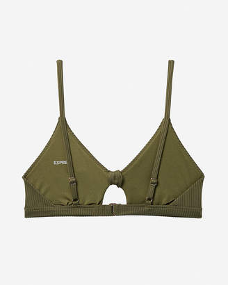 Express Ribbed Tie Front Cut-Out Bikini Top