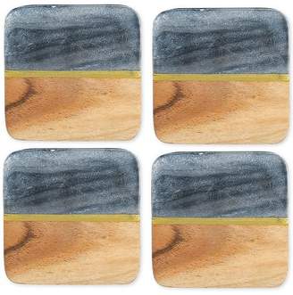 Thirstystone Acacia Wood and Gray Marble Coasters, Set of 4