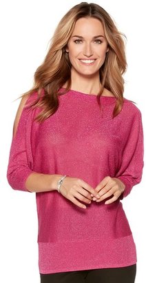 M&Co Metallic knit cold shoulder jumper