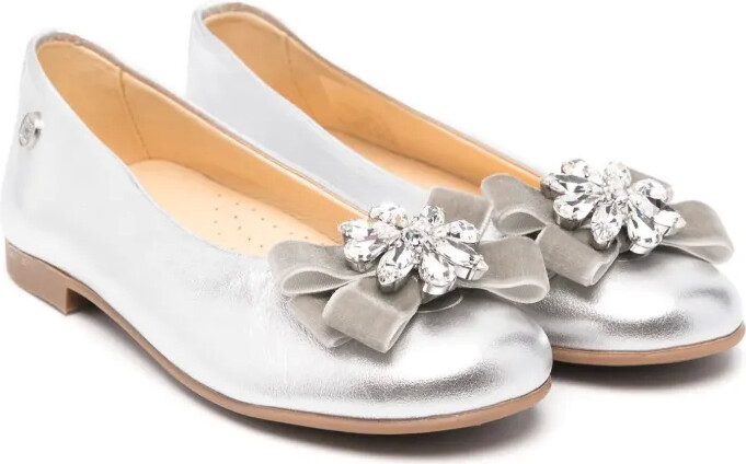 ANDANINES Crystal-Detail Ballet Flats