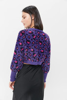 Thumbnail for your product : For Love & Lemons Angelina Leopard Print Cropped Cardigan