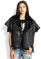 Thumbnail for your product : R 13 Samurai Leather & Lamb Shearling Motorcycle Vest