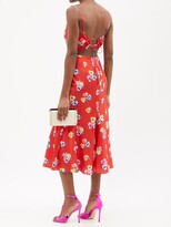 Thumbnail for your product : Carolina Herrera Floral And Polka-print Gathered Midi Dress - Red