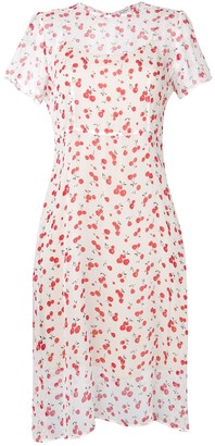 cherry print midi dress