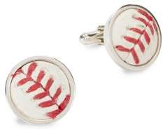 Tokens & Icons Baseball-Leather Sterling Silver Cuff Links