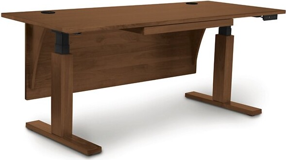 Copeland Furniture Invigo Sit-Stand Desk with Modesty Panel in Brown, Size: 26\