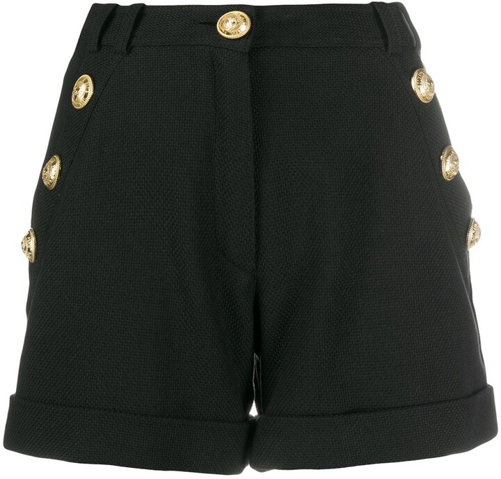 Black High Waisted Shorts With Buttons | Shop the world's largest  collection of fashion | ShopStyle
