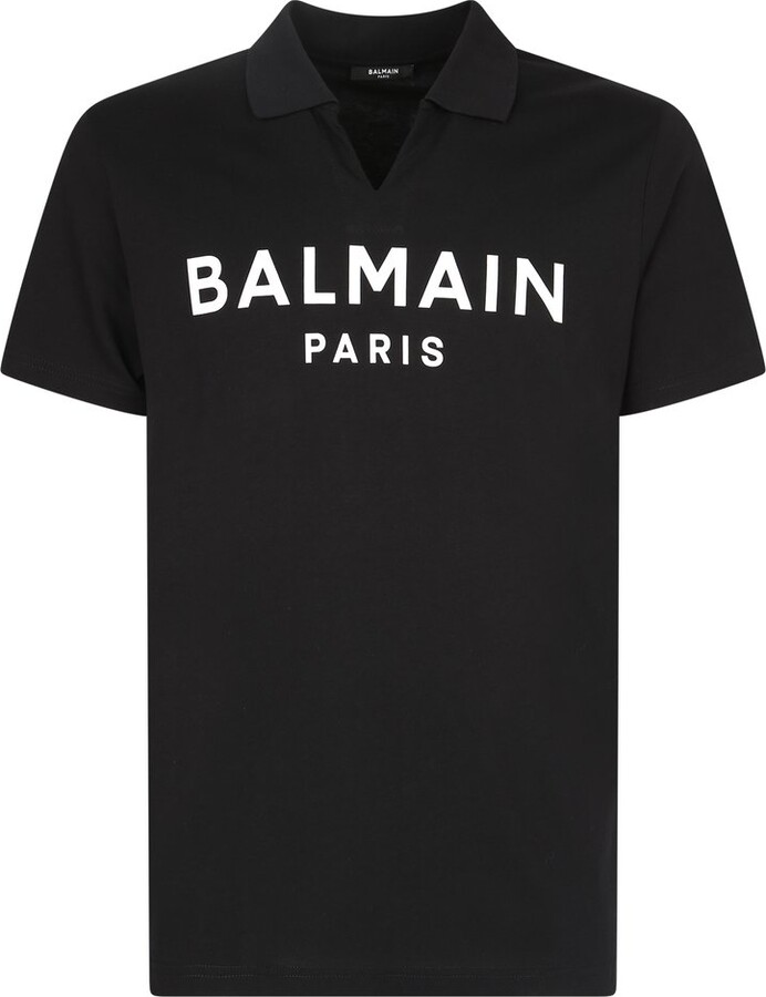 Balmain Black/Beige Velour Monogram Print T-shirt - Men from
