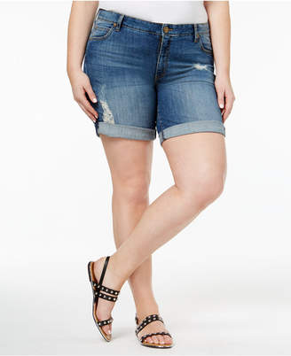 KUT from the Kloth Plus Size Catherine Destructed Denim Shorts