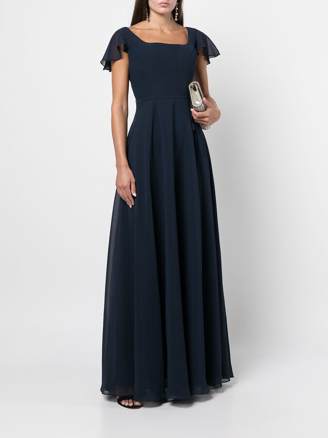 flutter sleeve evening gown