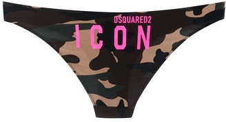 DSQUARED2 Camouflage Logo Print Thong