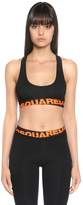 Thumbnail for your product : DSQUARED2 LOGO PRINT JERSEY SPORTS BRA TOP