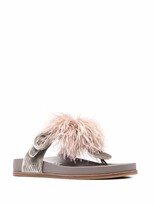 Thumbnail for your product : Aquazzura Boudoir feather-trim flat sandals