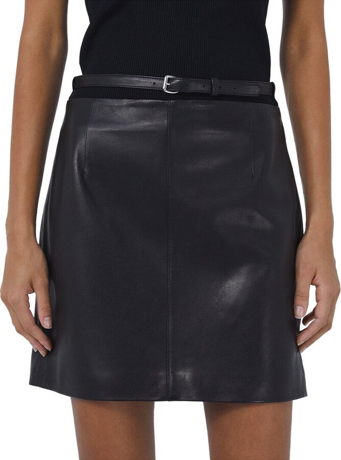 SPANX Black Faux Leather Front Slit Midi Skirt NWT- Size M – The Saved  Collection