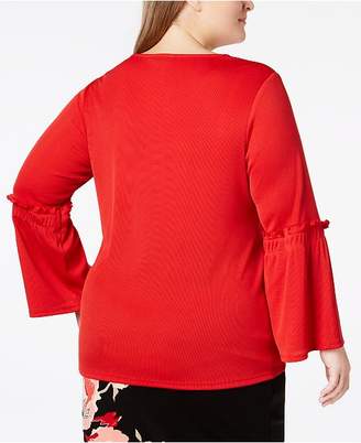 Alfani Plus Size Ribbed Bell-Sleeve Top, Created for Macy's