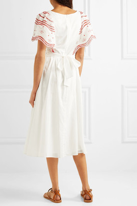Paul & Joe Broderie Anglaise-trimmed Cotton-voile Dress - White
