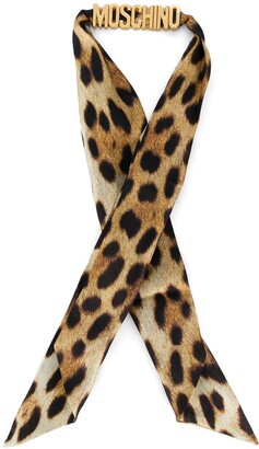 Moschino Leopard Silk Scarf