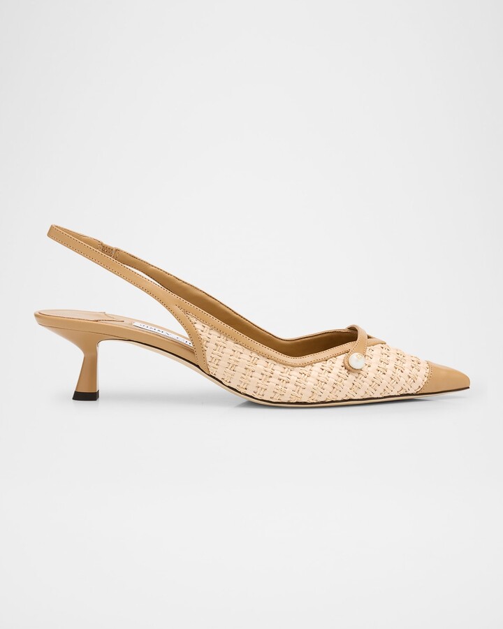 Jimmy Choo Amita 45 Raffia Slingback Pumps