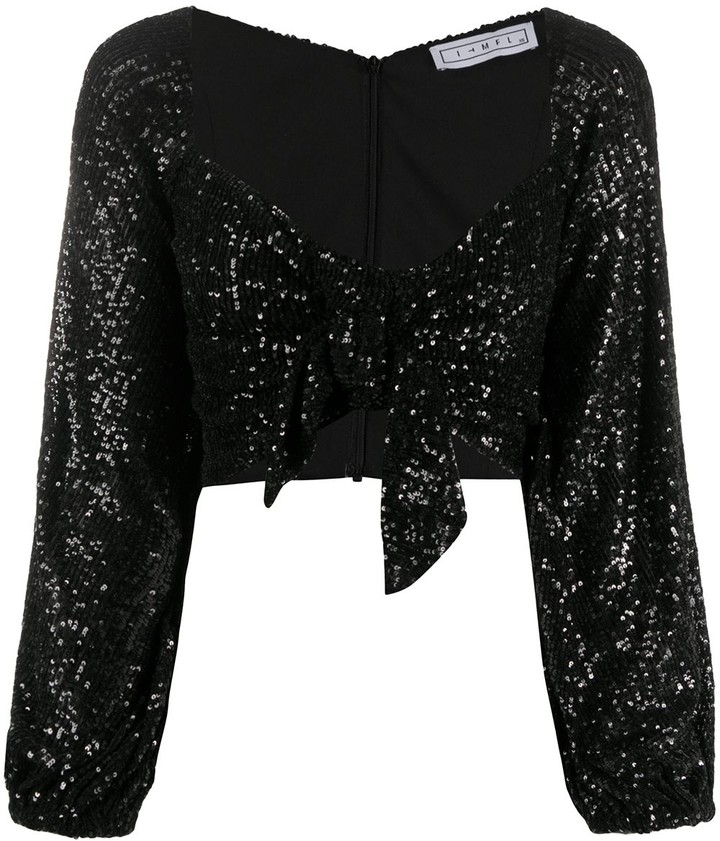 Black Long Sleeve Sequin Tops For Women | Shop the world's largest  collection of fashion | ShopStyle