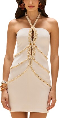 PatBO Jade Knit Embellished Mini Dress