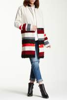 Thumbnail for your product : Endless Rose Mixed Media Faux Shearling Detailed Stripe Coat