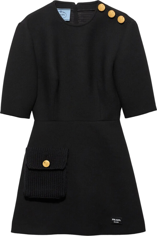 Prada Black Faille Mini Dress - ShopStyle