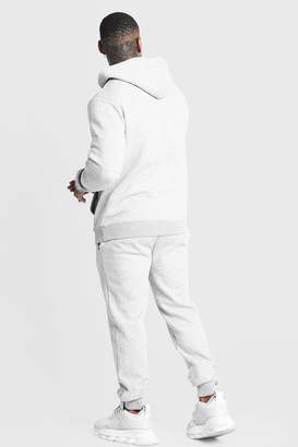 boohoo MAN Hooded Slim Fit Tracksuit with Long Drawcords