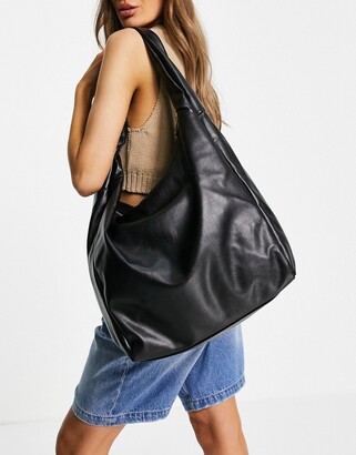 Topshop oversized pu knot tote bag in black - ShopStyle
