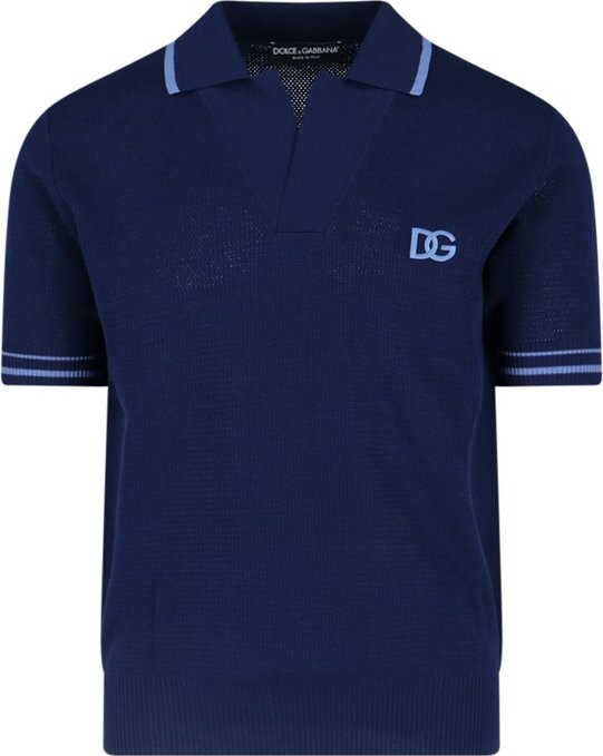 CD Diamond Regular-Fit Polo Shirt Navy Blue Cotton and Silk Jacquard