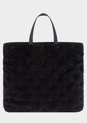 Versace Deep Button Velvet Tote Bag