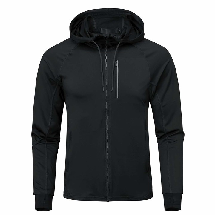 Mens Sports Jacket Lightweight Hooded Track Jackets Breathable Tight-Fit Running Hoodie Top 