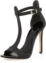 Thumbnail for your product : Brian Atwood B by Leigha Pebbled Leather T-Strap Sandal, Black
