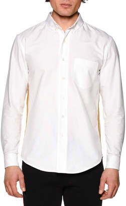 Palm Angels Honor Oxford Shirt w/Metallic Stripe, White Gold