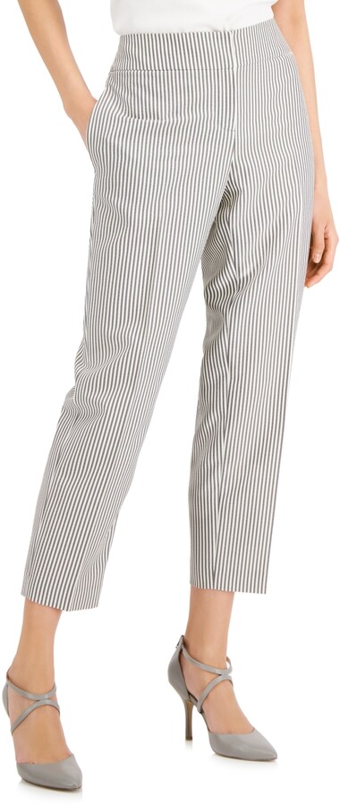 Tapered Check Seersucker Trousers Atterley Women Clothing Jeans Tapered Jeans Camel 