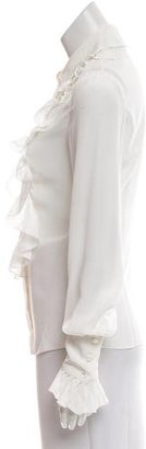 Carolina Herrera Ruffle-Trimmed Long Sleeve Top
