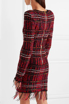 Thumbnail for your product : Balmain Frayed Checked Tweed Mini Dress - Red