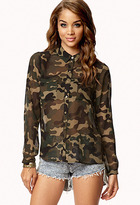 Thumbnail for your product : Forever 21 Camo Print Chiffon Shirt