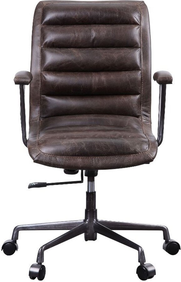 Simple Relax Top Grain Leather Office Chair in Distress Chocolate