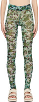 Thumbnail for your product : Ganni Green Mesh Floral Leggings