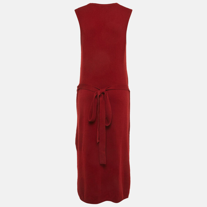 Joseph Dark Red Cashmere Wrap Tank Midi Dress L