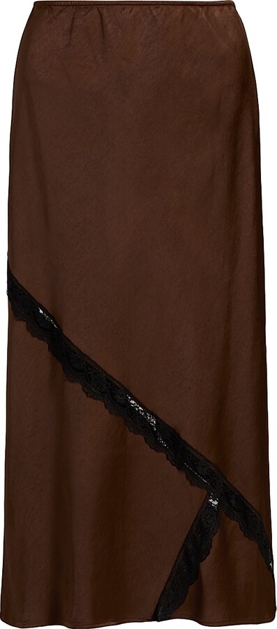 DH New York Women's Katrina Lace-Trimmed Midi-Skirt - Black - Size XS