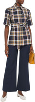 Thumbnail for your product : Rokh Belted Checked Twill And Mousseline Shirt