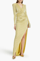 Thumbnail for your product : Rhea Costa Gathered glittered jersey gown
