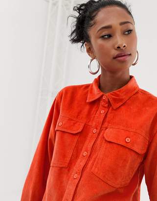 ASOS Design Cord Shirt In Orange