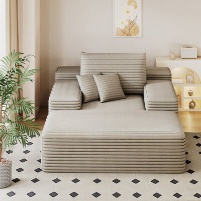 Mercer41 Indoor Chaise Lounge Chair Oversized Upholstered Sofa Bed Sleeper Couch Comfy Couch