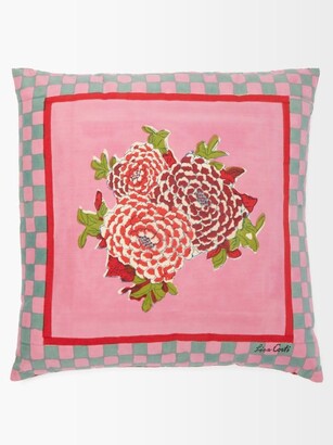 LISA CORTI Corolla Frida-print Cotton Cushion - Pink