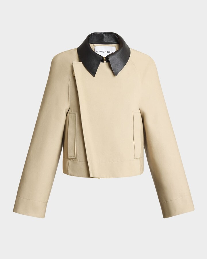 Givenchy Leather Collar Zip Cocoon Jacket