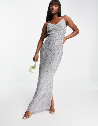 Beauut Bridesmaid allover embellished cami maxi dress in gray