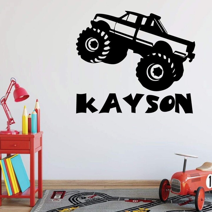 Etsy Monster Truck Wall Decal, Personalized Vinyl Decor, Boys Bedroom Stickers, Playroom