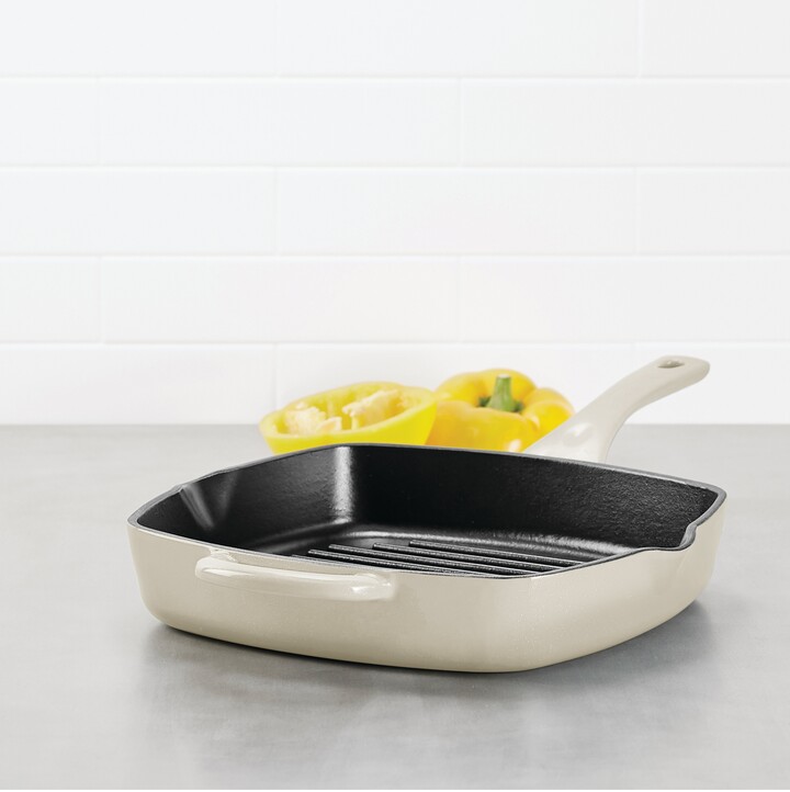 Ayesha Curry Cast Iron 10" Square Grill Pan w/Pour Spouts, French